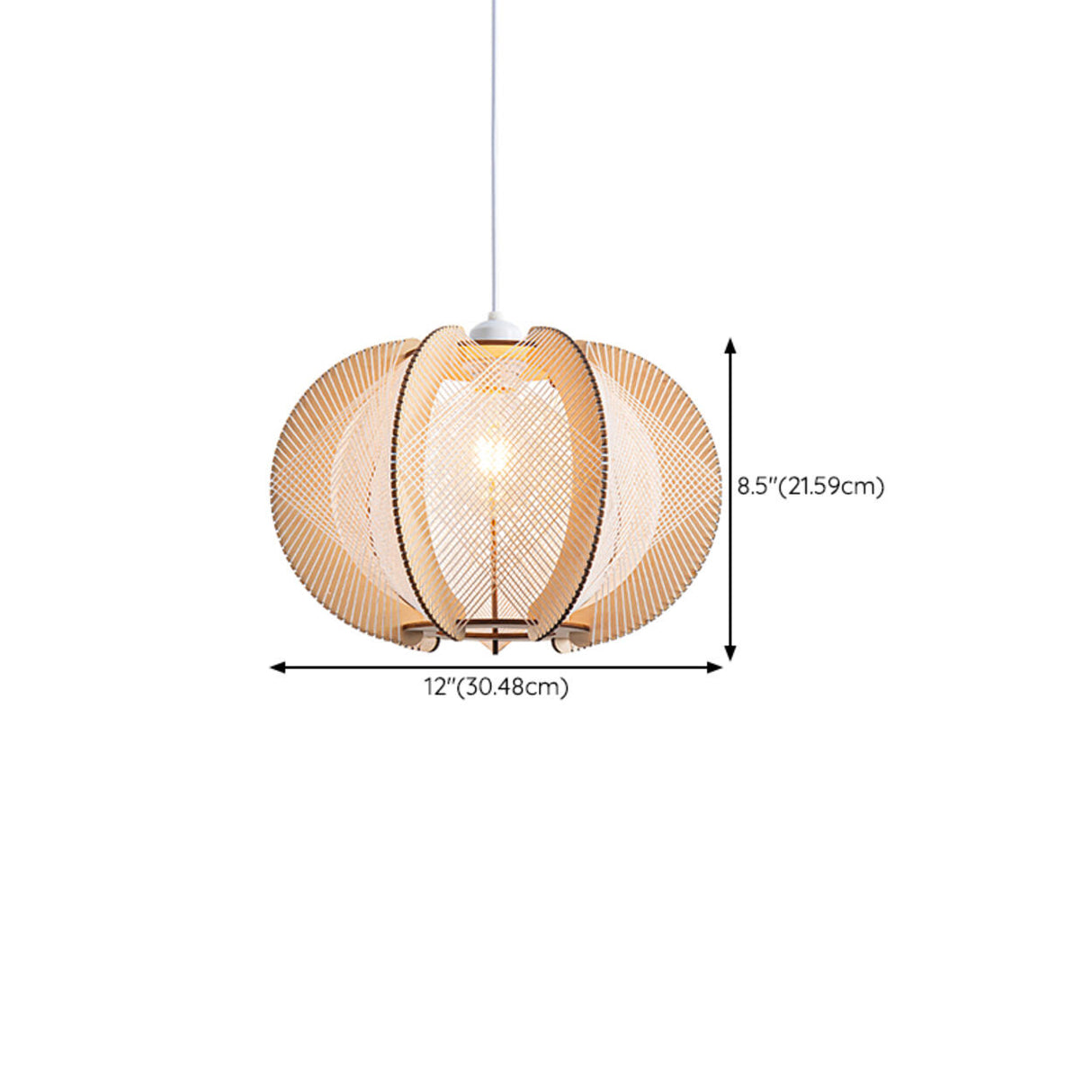 Contemporary Wooden Slatted Lantern Pendant Light 