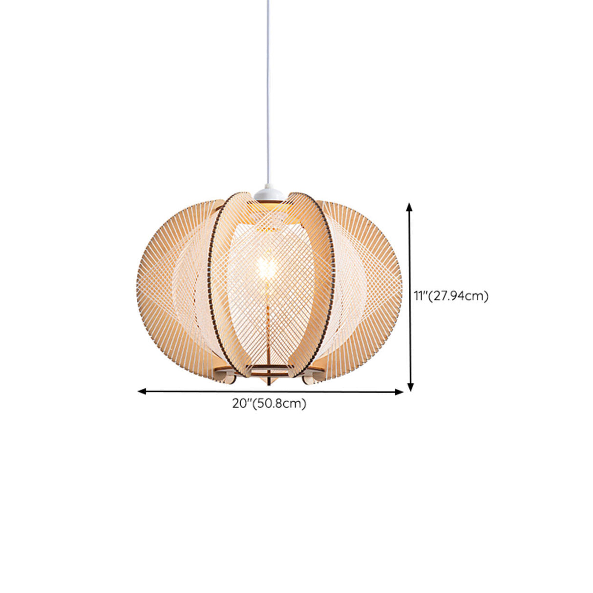 Contemporary Wooden Slatted Lantern Pendant Light Image - 16