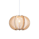 Contemporary Wooden Slatted Lantern Pendant Light Image - 9