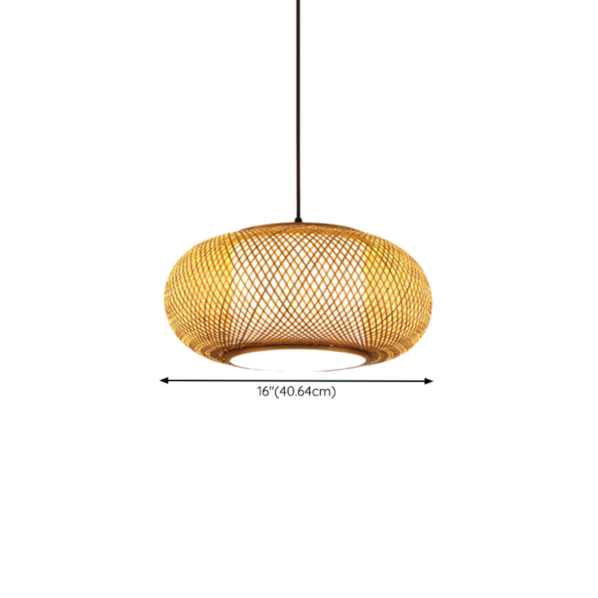 Contemporary Woven Bamboo Wood Color Drum Pendant Light 