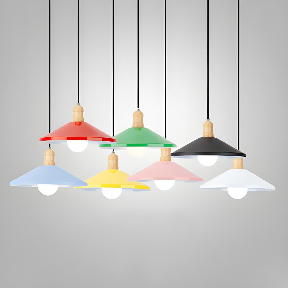 Contemporary Yellow Metal Dining Room Cone Pendant Light Image - 3