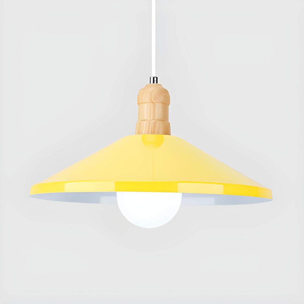 Contemporary Yellow Metal Dining Room Cone Pendant Light Image - 9