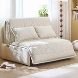 Convertible Beige Compact Leather Storage Included Futon Image - 3