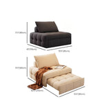 Convertible Beige Twin Armless Foldable Tufted Fabric Futon Image - 19