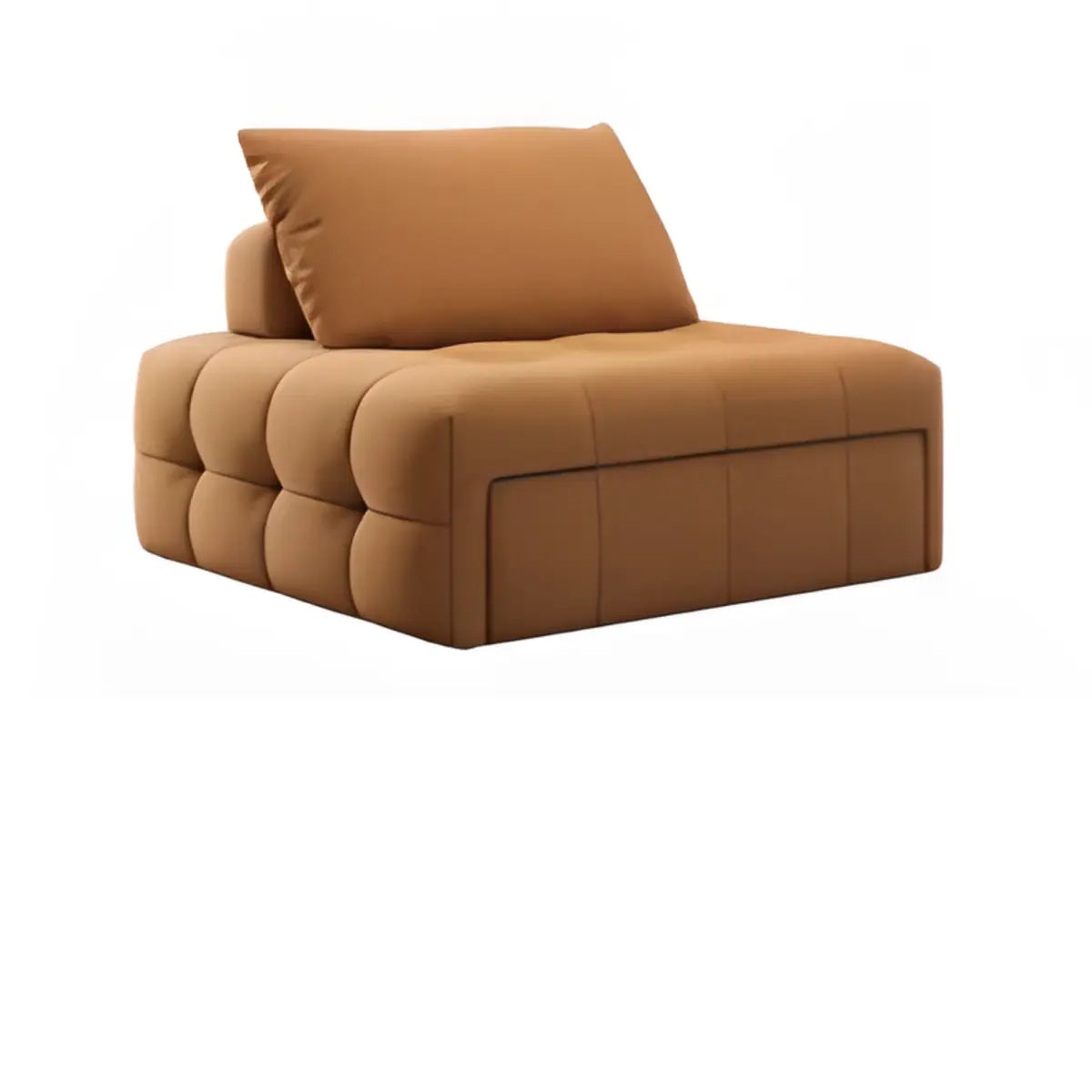 Convertible Beige Twin Armless Foldable Tufted Fabric Futon Image - 3