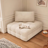 Convertible Beige Twin Armless Foldable Tufted Fabric Futon Image - 6