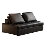 Convertible Black Queen Leather Futon Sofa Bed with Pillow Image - 2