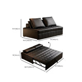 Convertible Black Queen Leather Futon Sofa Bed with Pillow #size