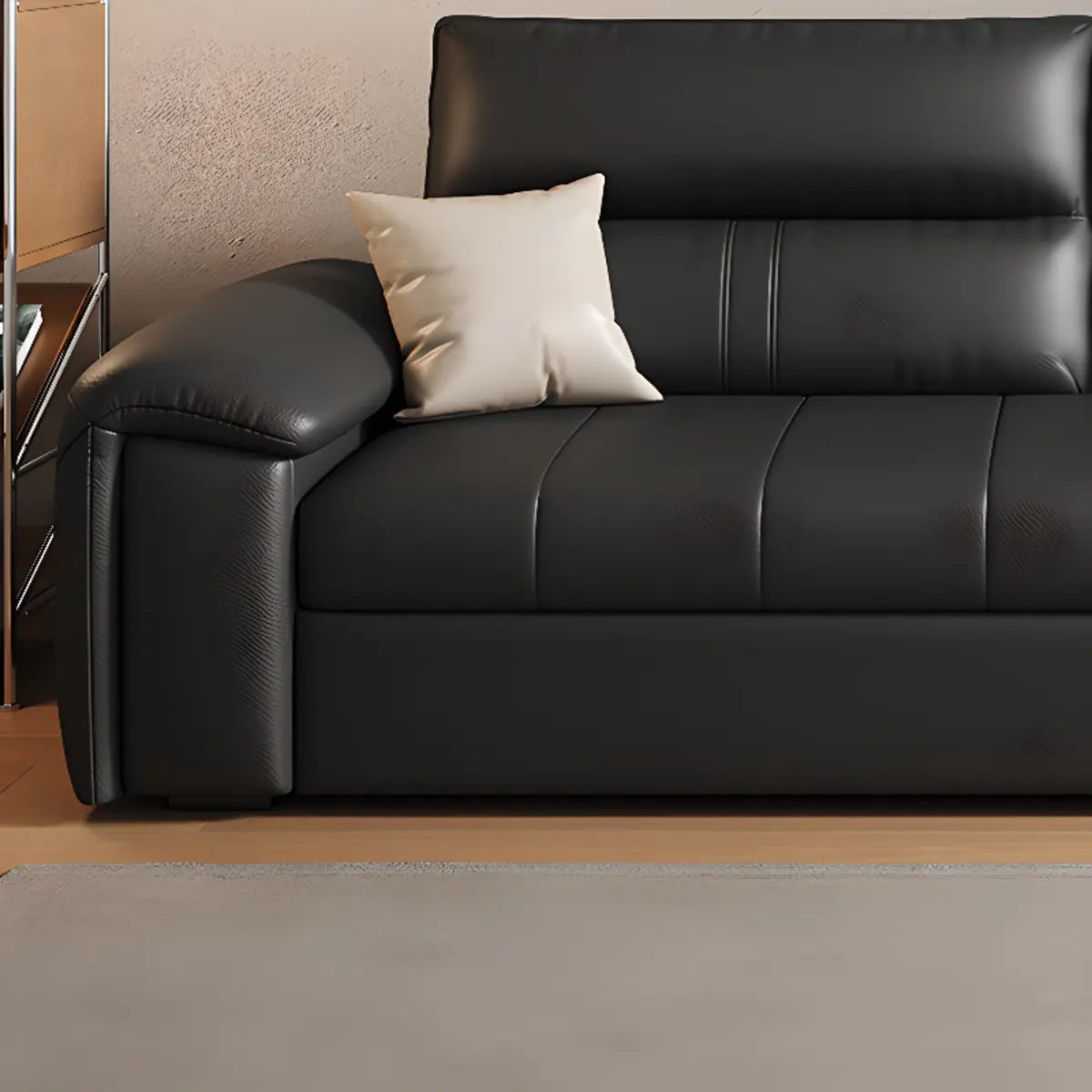 Convertible Black Sleeper Sofa Storage Futon with Arms Image - 4