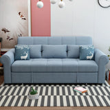 Convertible Blue Full XL Tufted Sofa Futon with Arms Image - 1