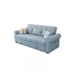 Convertible Blue Full XL Tufted Sofa Futon with Arms Image - 2