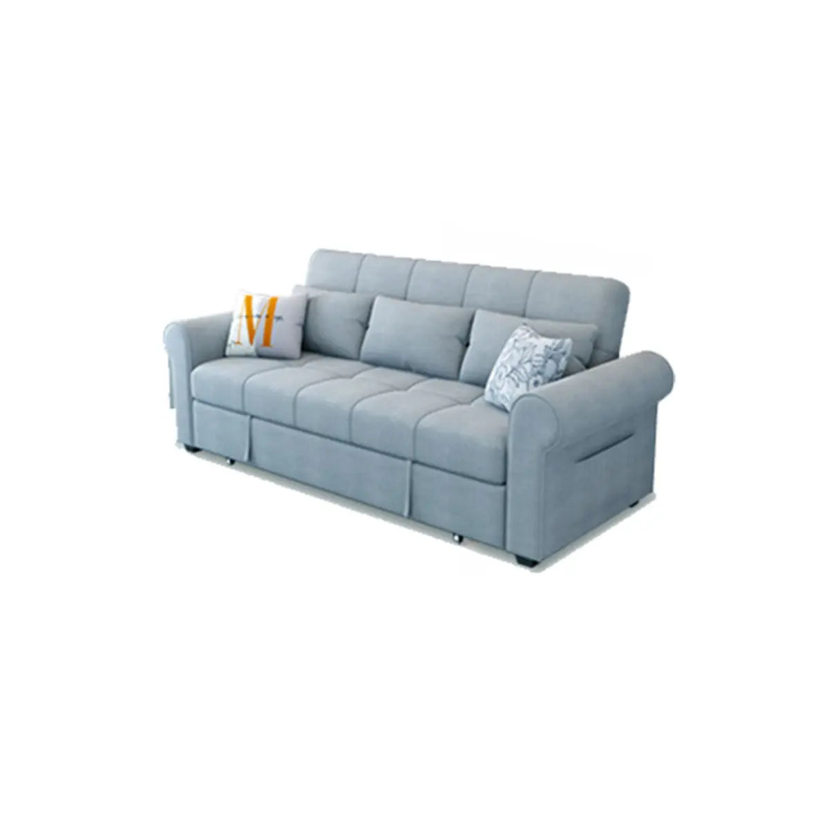 Convertible Blue Full XL Tufted Sofa Futon with Arms Image - 3