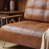 Convertible Brown Twin Tufted Leather Storage Included Futon Image - 10