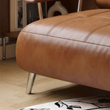 Convertible Brown Twin Tufted Leather Storage Included Futon Image - 13