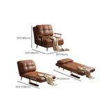 Convertible Brown Twin Tufted Leather Storage Included Futon #size