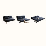 Convertible Brown Twin Tufted Leather Storage Included Futon Image - 5