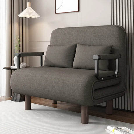 Convertible Dark Gray Compact Upholstered Futon Sofa Image - 1