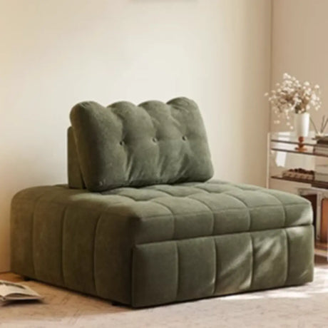 Convertible Green Twin Cushion Back Tufted Fabric Sofa Futon Image - 4