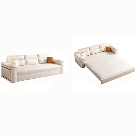 Convertible Leather Modern White Storage Sofa Bed Futon Image - 2