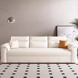 Convertible Leather Modern White Storage Sofa Bed Futon Image - 3