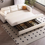 Convertible Leather Modern White Storage Sofa Bed Futon Image - 4