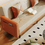 Convertible Patchwork Leather Storage Pillow Sleeper Image - 12