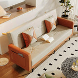 Convertible Patchwork Leather Storage Pillow Sleeper Image - 4