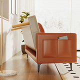 Convertible Patchwork Leather Storage Pillow Sleeper Image - 8