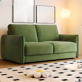 Convertible Velour Upholstery Green Sofa Futon with Arms Image - 1