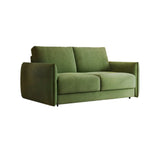 Convertible Velour Upholstery Green Sofa Futon with Arms Image - 2