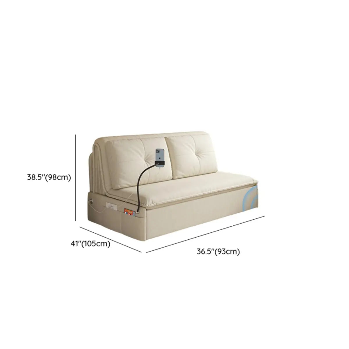 Convertible White Twin Modern Faux Leather Sofa Futon 