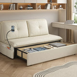 Convertible White Twin Modern Faux Leather Sofa Futon Image - 3