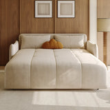 Convertible White Twin Pillow Back Plush Fabric Futon Sofa Image - 3