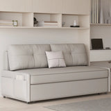 Convertible White Twin Tufted Back Leather Futon Sofa Image - 1