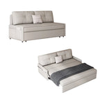 Convertible White Twin Tufted Back Leather Futon Sofa Image - 2