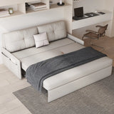 Convertible White Twin Tufted Back Leather Futon Sofa Image - 3