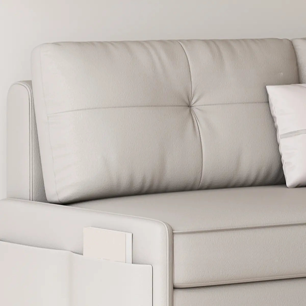 Convertible White Twin Tufted Back Leather Futon Sofa Image - 5