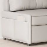 Convertible White Twin Tufted Back Leather Futon Sofa Image - 6