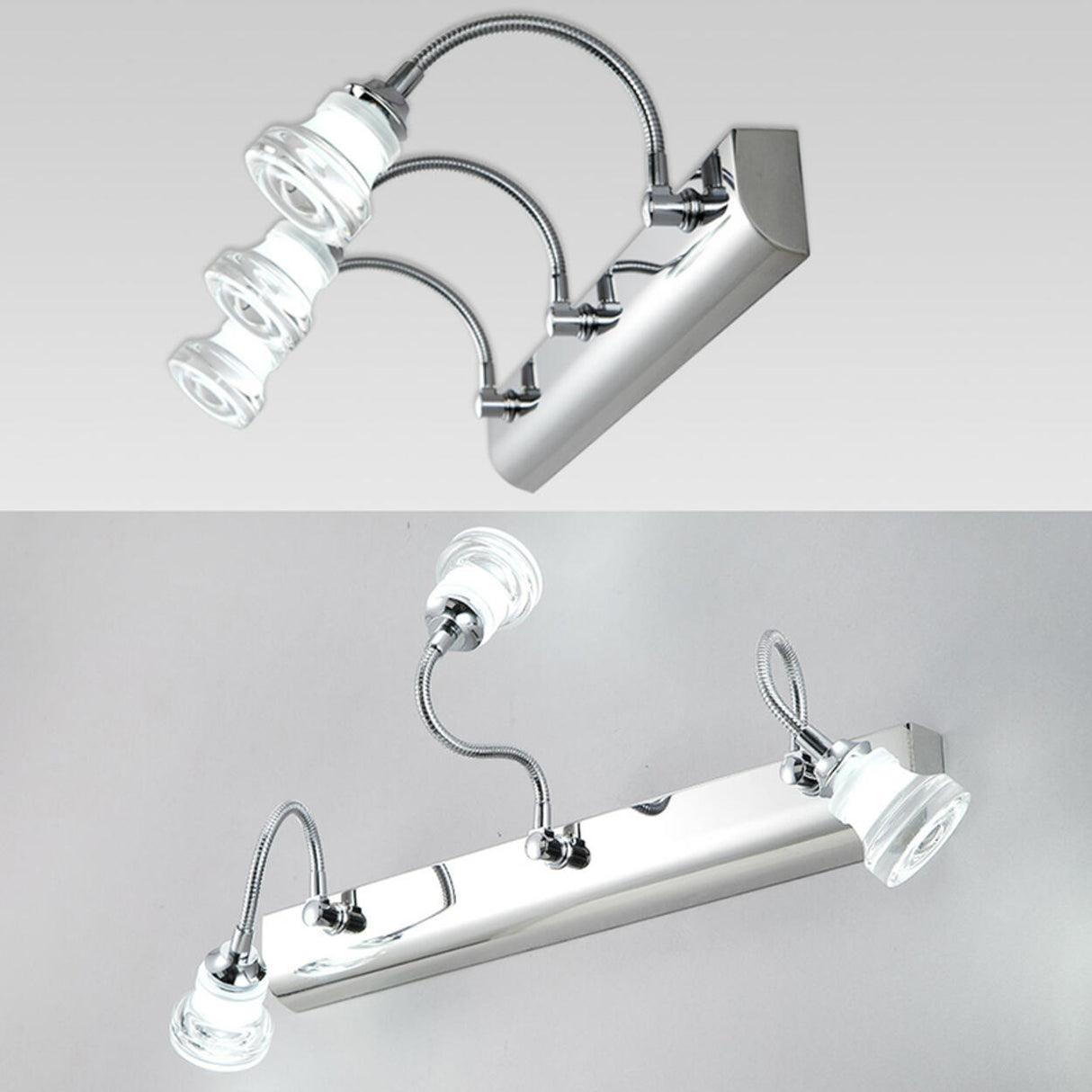 Cool Adjustable Clear Glass Sliver Arc Vanity Light Image - 5