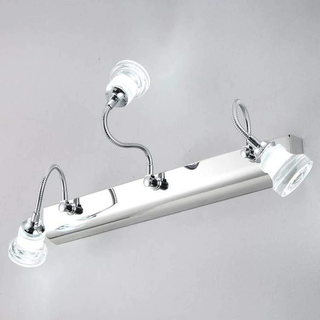 Cool Adjustable Clear Glass Sliver Arc Vanity Light Image - 8