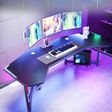 Cool Black Free Form Wood Top L-Shape Metal Gaming Desk Image - 12