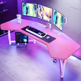 Cool Black Free Form Wood Top L-Shape Metal Gaming Desk Image - 3