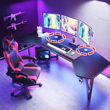 Cool Black Free Form Wood Top L-Shape Metal Gaming Desk Image - 7