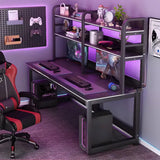 Cool Black Rectangle Cable Management Sled Gaming Desk Image - 11