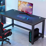 Cool Cable Management H-Shape Metal Black Computer Desk Image - 1