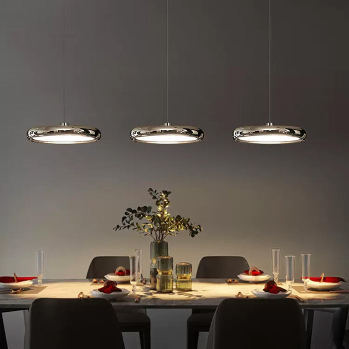 Cool Modern 3-Light Disc Pendant Light Kitchen Island Image - 1