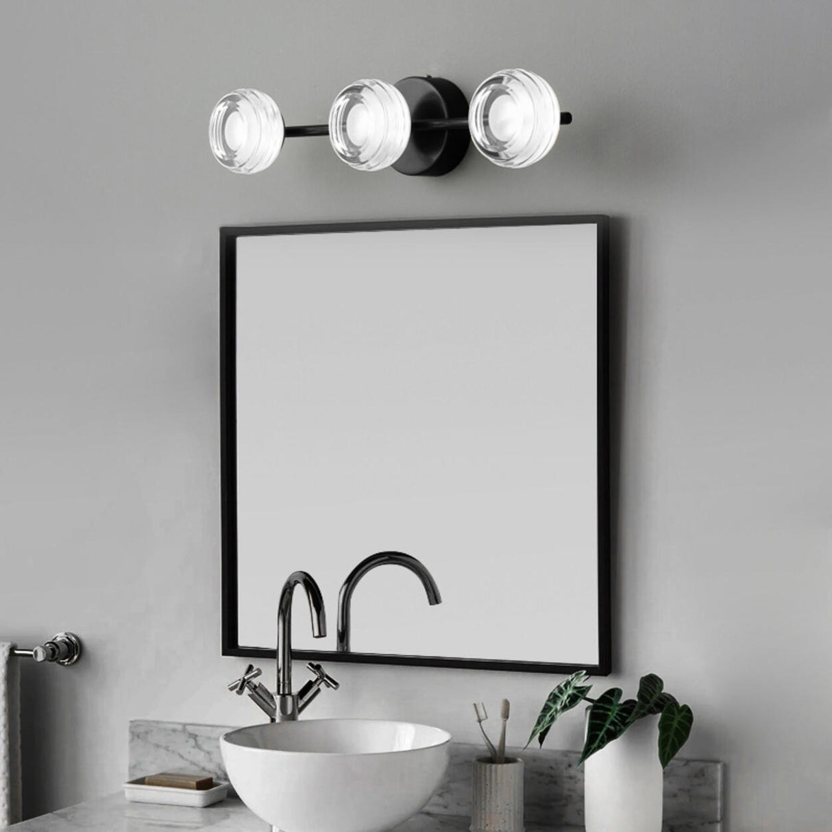 Cool Simplistic Round Black Bathroom Vanity Light Image - 20