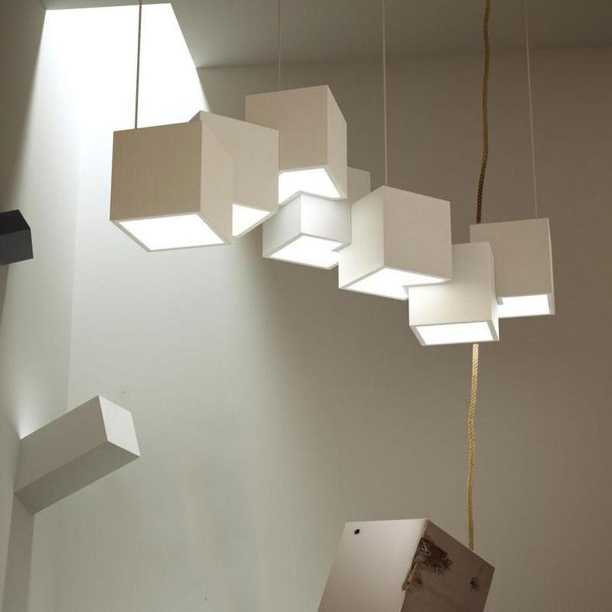 Cool White Cube Modern Kitchen Island Pendant Light Image - 5