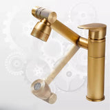 Copper High Arc Swivel Spout Gold Bathroom Sink Faucet Image - 10