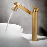 Copper High Arc Swivel Spout Gold Bathroom Sink Faucet Image - 11